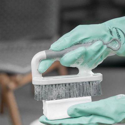 10 Escovas para Limpeza Cerdas Resistentes Escovão Lavar Piso Calçado Bege Cabo Anatômico