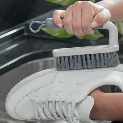 10 Escovas para Limpeza Cerdas Resistentes Escovão Lavar Piso Calçado Bege Cabo Anatômico