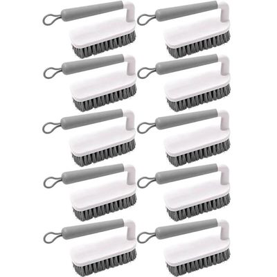 10 Escovas para Limpeza Cerdas Resistentes Escovão Lavar Piso Calçado Bege Cabo Anatômico