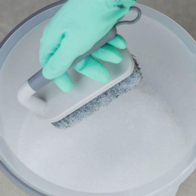 10 Escovas para Limpeza Cerdas Resistentes Escovão Lavar Piso Calçado Bege Cabo Anatômico