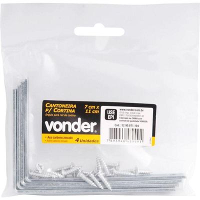 Cantoneira Para Cortina 07x11cm Zincado Cce0711 Com 4 Pç Vonder
