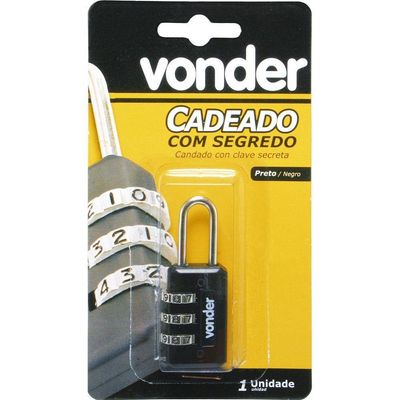 Cadeado Com Segredo 20mm Preto 3 Combinações Vonder