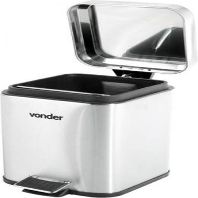 Lixeira Retangular 3 Litros Inox Cinza Vonder