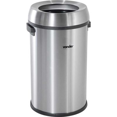 Lixeira Redonda 65 Litros Inox Sem Tampa Vonder
