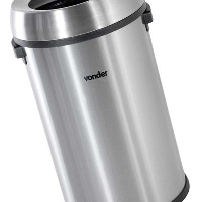 Lixeira Redonda 65 Litros Inox Sem Tampa Vonder