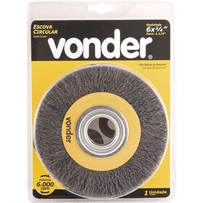 Escova Circular Ondulada 6x3-4 Furo 1.1-4 Poli Vonder