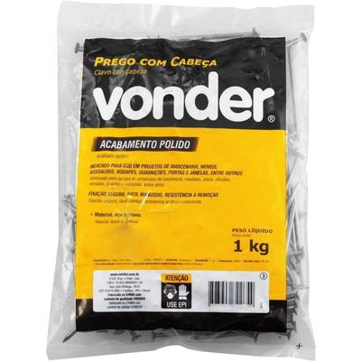 Prego Com Cabeça 16 X 21 (2 X 12) Polido 1 Kg Vonder