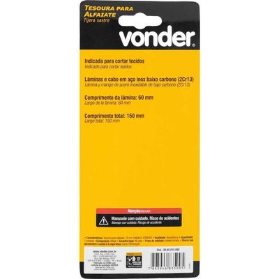 Tesoura Para Alfaiate 15 Cm Metálica Vonder