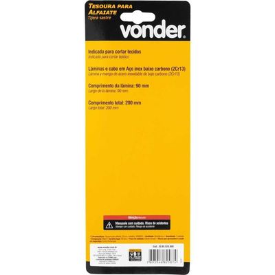Tesoura Para Alfaiate 20 Cm Metálica Vonder