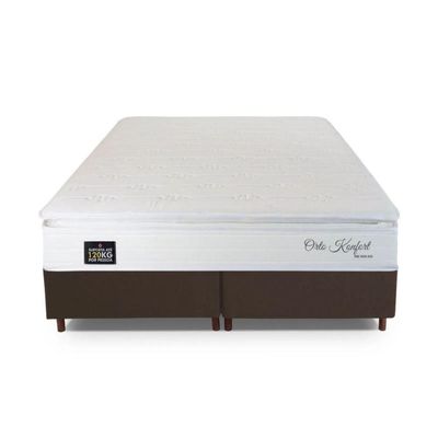 Cama Box Queen Hellen Orto Konfort Espuma D33 Pillow Top Branco