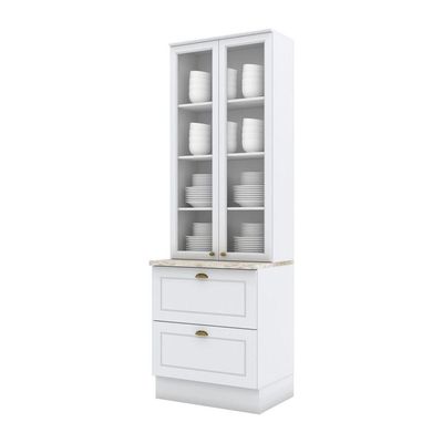 Cristaleira 02 Portas 02 Gavetas 71,5 Cm Americana Henn Branco Hp