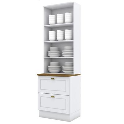 Cristaleira 02 Portas 02 Gavetas 71,5 Cm Americana Henn Branco Hp