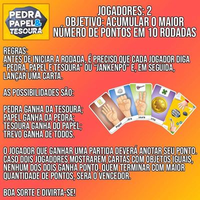 Jogo Pedra Papel E Tesoura 56 Cartas - Pais E Filhos