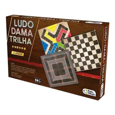 Jogo De Tabuleiro Ludo Dama E Trilha - 3 Jogos