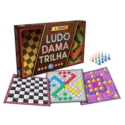 Jogo De Tabuleiro Ludo Dama E Trilha - 3 Jogos