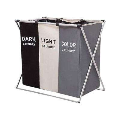 Cesto De Roupa Suja Dobrável Organizador 3 Compartimentos