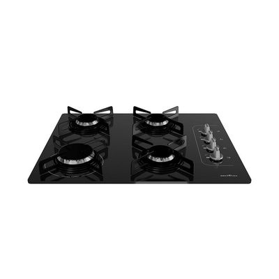 Cooktop a Gás Britânia 4 Bocas BCT4P Vidro Temperado 8mm Preto Bivolt