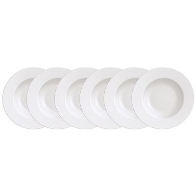 Conjunto com 6 Pratos Rasos Tramontina Maria Augusta em Porcelana 27 cm - Branco