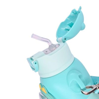 Garrafinha C/ Canudo Squeeze Infantil Garrafa Bebe Térmica Alça Verde