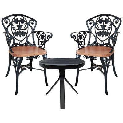 Kit 2 Cadeiras Viena Malbec Para Recepção Jardim Varanda Sacada Hotel + Mesinha Preto