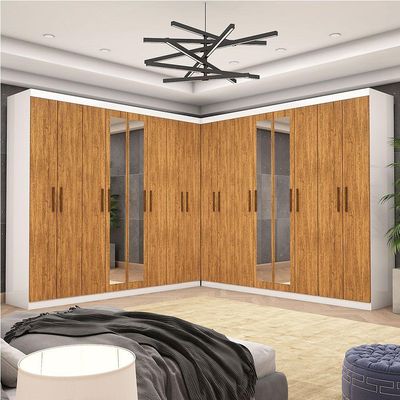 Closet Casal Duplo Rubi Premium 16 Portas Plus 8 Gavetas Branco Cinamomo