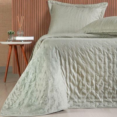 Kit Colcha Queen Sensatti 3d Embossed 240x260cm Verde Alfafa