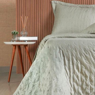 Kit Colcha Queen Sensatti 3d Embossed 240x260cm Verde Alfafa