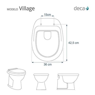 Assento Sanitário Soft Close Village Cinza Vip Para Vaso Deca