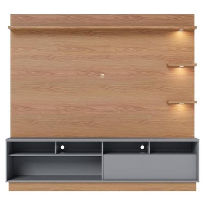 Home Theater 1 Porta Ripada Deslizante Tv 70 Polegadas Campeche - Freijó Cinza