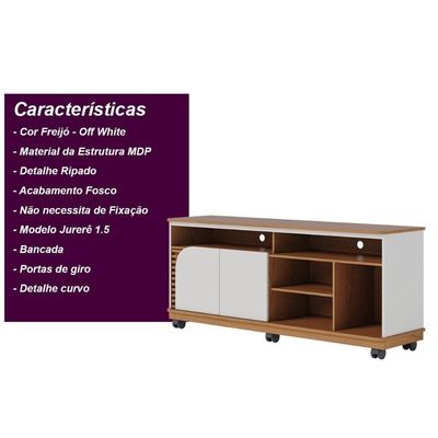 Rack Bancada 2 Portas Com Rodízio Jurerê 1.5 - Freijó Off White Matte