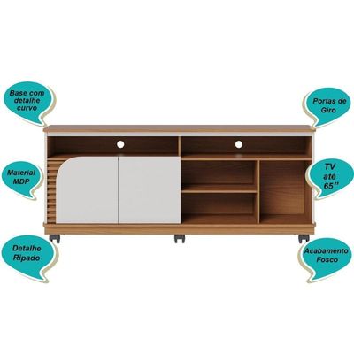 Rack Bancada 2 Portas Com Rodízio Jurerê 1.5 - Freijó Off White Matte