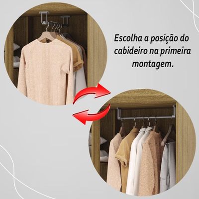 Guarda Roupa Solteiro 4 Portas 2 Gavetas Exemplar Plus - Nature