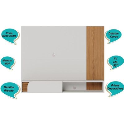 Painel Home Suspenso 1 Porta Tv's 60" Jurerê - Freijó Off White Matte