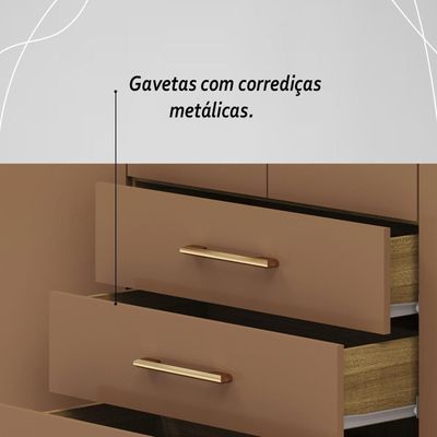 Guarda Roupa Solteiro 4 Portas 3 Gavetas Espanha - Nature Camarim