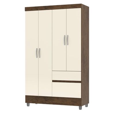 Guarda Roupa Solteiro 4 Portas 2 Gavetas Exemplar Plus - Imbuia Champanhe