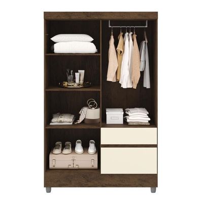 Guarda Roupa Solteiro 4 Portas 2 Gavetas Exemplar Plus - Imbuia Champanhe