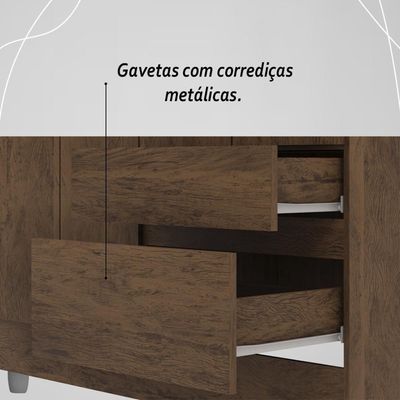Guarda Roupa Solteiro 4 Portas 2 Gavetas Exemplar Plus - Imbuia Rústico