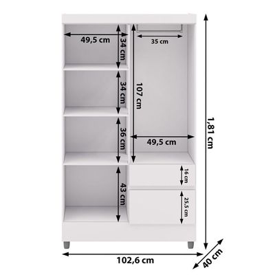 Guarda Roupa Solteiro 4 Portas 2 Gavetas Exemplar Plus - Branco Camarim