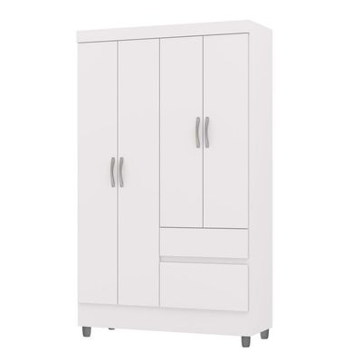 Guarda Roupa Solteiro 4 Portas 2 Gavetas Exemplar Plus - Branco Camarim