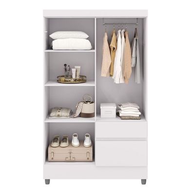 Guarda Roupa Solteiro 4 Portas 2 Gavetas Exemplar Plus - Branco Camarim