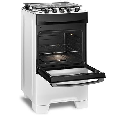 Fogão Continental 4 Bocas FC4IB com Mesa de Inox, Tecnologia Top Limpa Fácil e Acendimento Automático  Branco