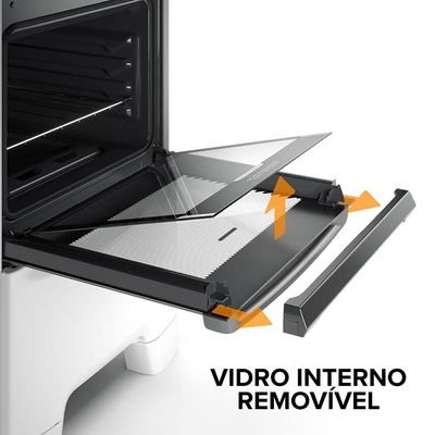 Fogão Continental 4 Bocas FC4IB com Mesa de Inox, Tecnologia Top Limpa Fácil e Acendimento Automático  Branco