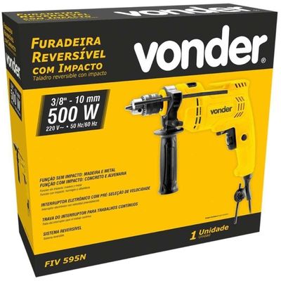 Furadeira De Impacto 3-8" 500 Watts Fiv595 Vonder 220V