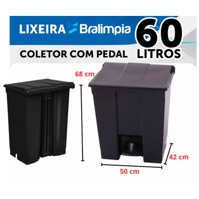 Coletor Lixeira De Pedal 30 Lt Bralimpia Preto