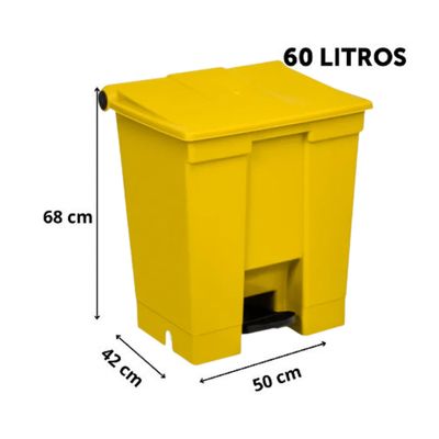 Coletor Lixeira De Pedal 60 Lt Bralimpia Amarela