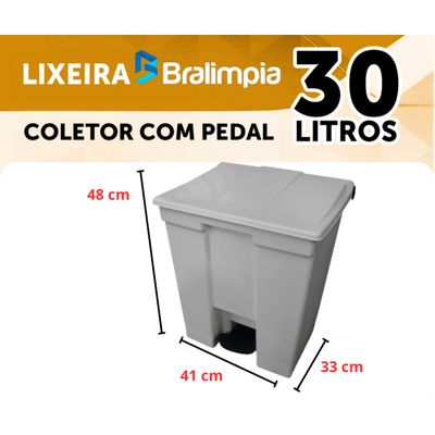 Coletor Lixeira De Pedal 30 Lt Bralimpia Branca