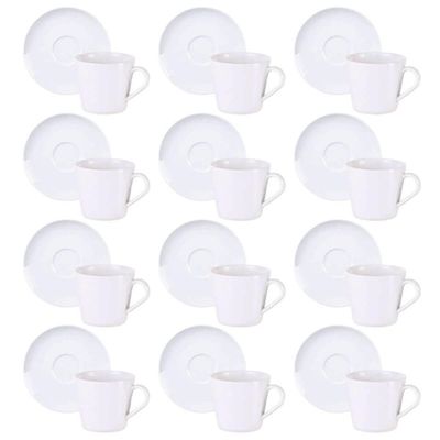 Conjunto 12 Xícaras com Pires Porcelana 185ml Tramontina Leonora Café Chá Mesa Posta
