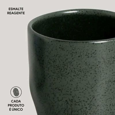 Conjunto 15 Canecas Arauco Verde Porto Brasil 273ml Xícara de Chá Cerâmica Servir Mesa Posta