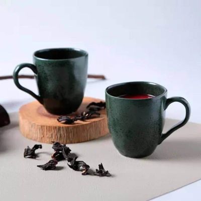Conjunto 15 Canecas Arauco Verde Porto Brasil 273ml Xícara de Chá Cerâmica Servir Mesa Posta