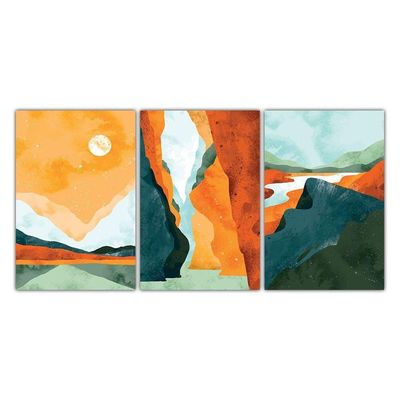 Kit Placas Quadros Decorativos 3 Pçs 20x30 Horizonte Quente